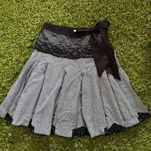 Studio Y Black and White A-Line Skirt with Lace